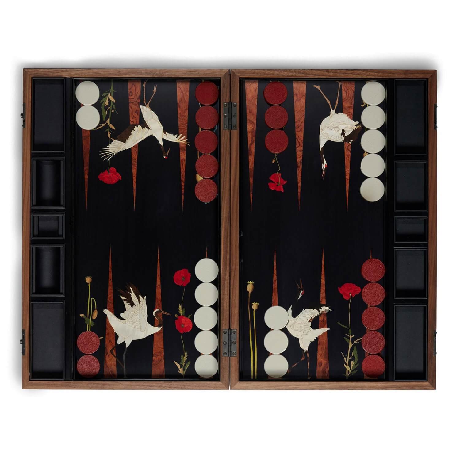 Alexandra Llewellyn Poppy&Crane Backgammon Set Open