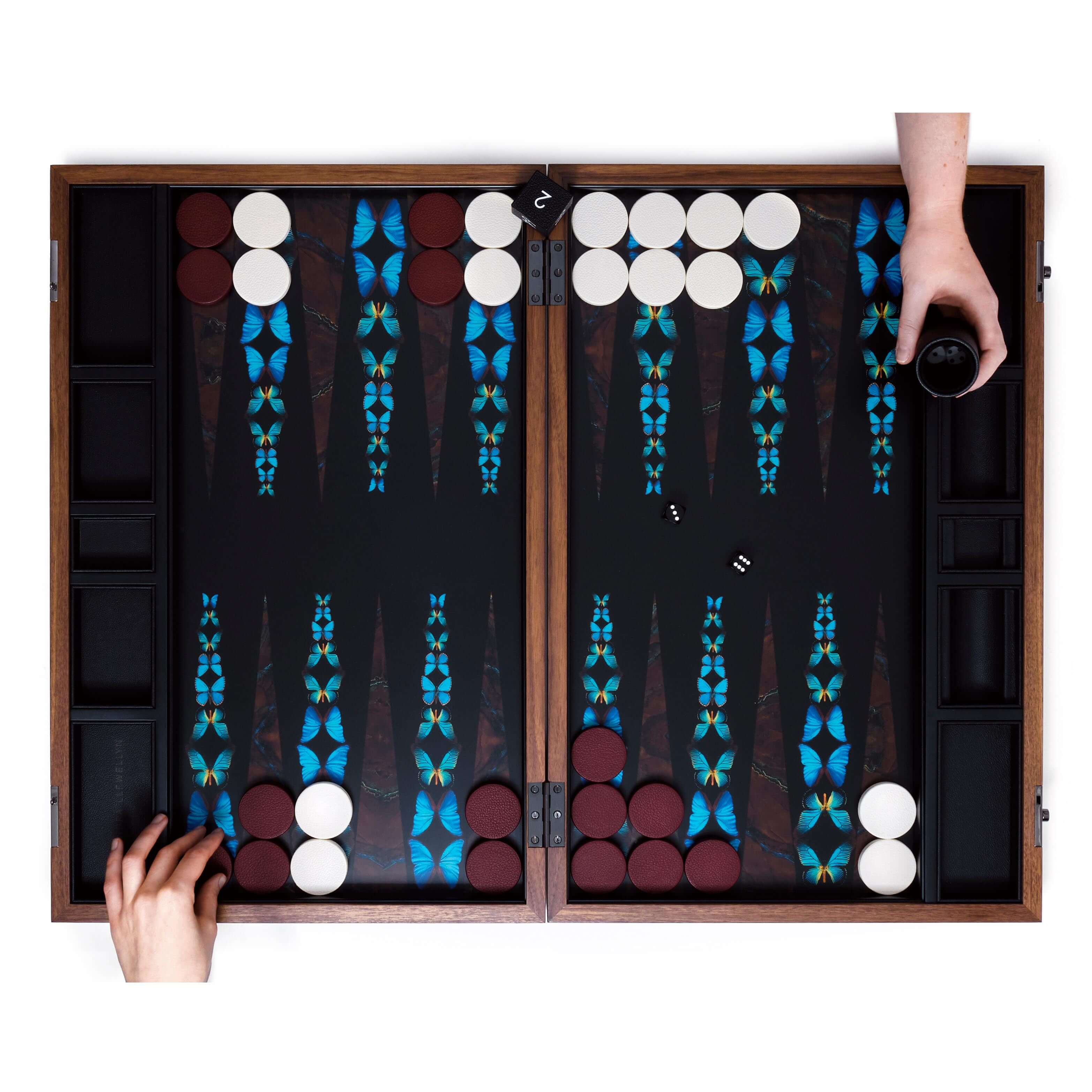 Alexandra Llewellyn Butterfly Backgammon Set Open