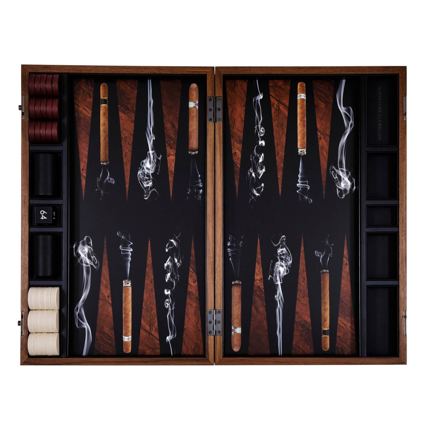 Alexandra Llewellyn Cigar Backgammon Set Open