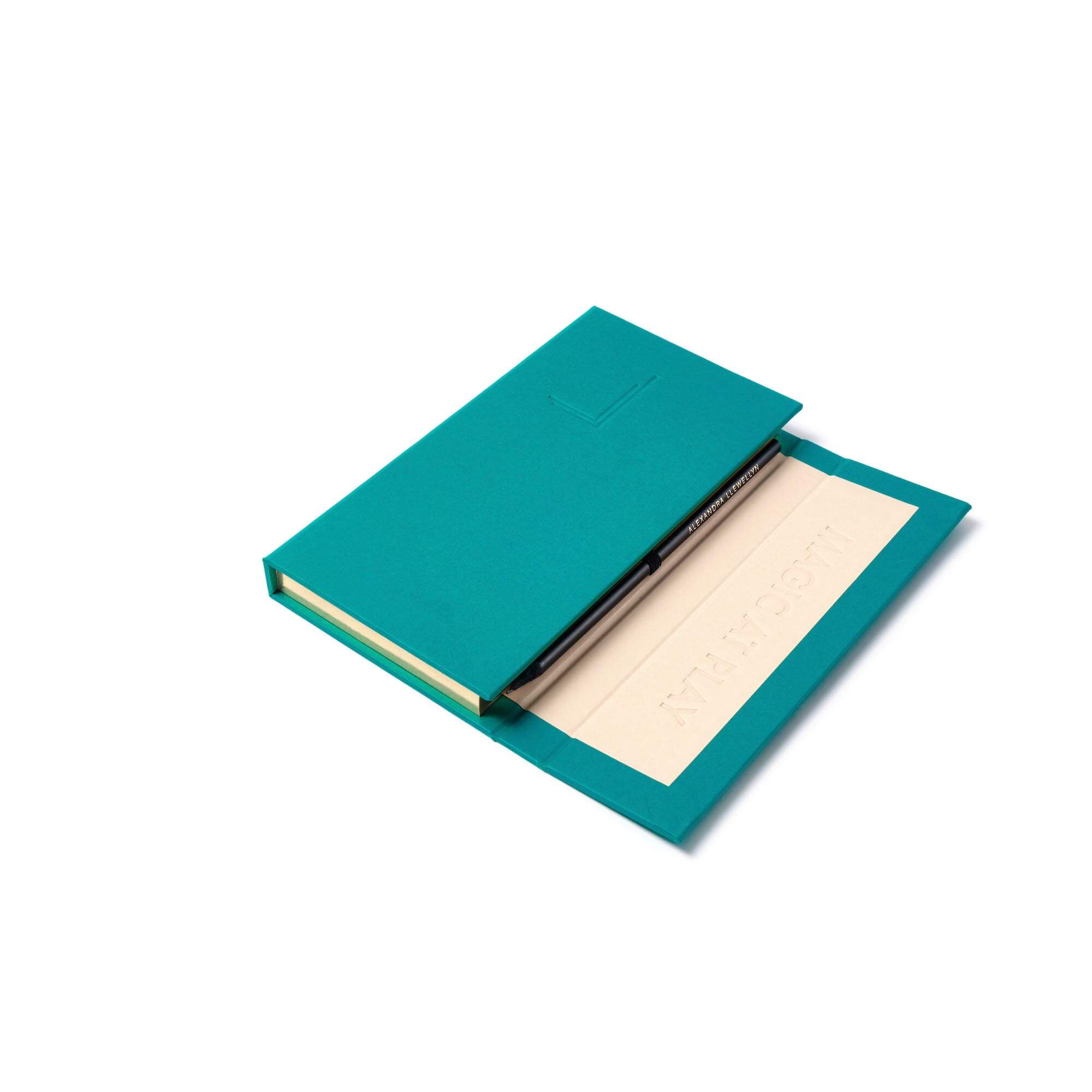 Alexandra llewellyn Turquoise Notepad Halfopen