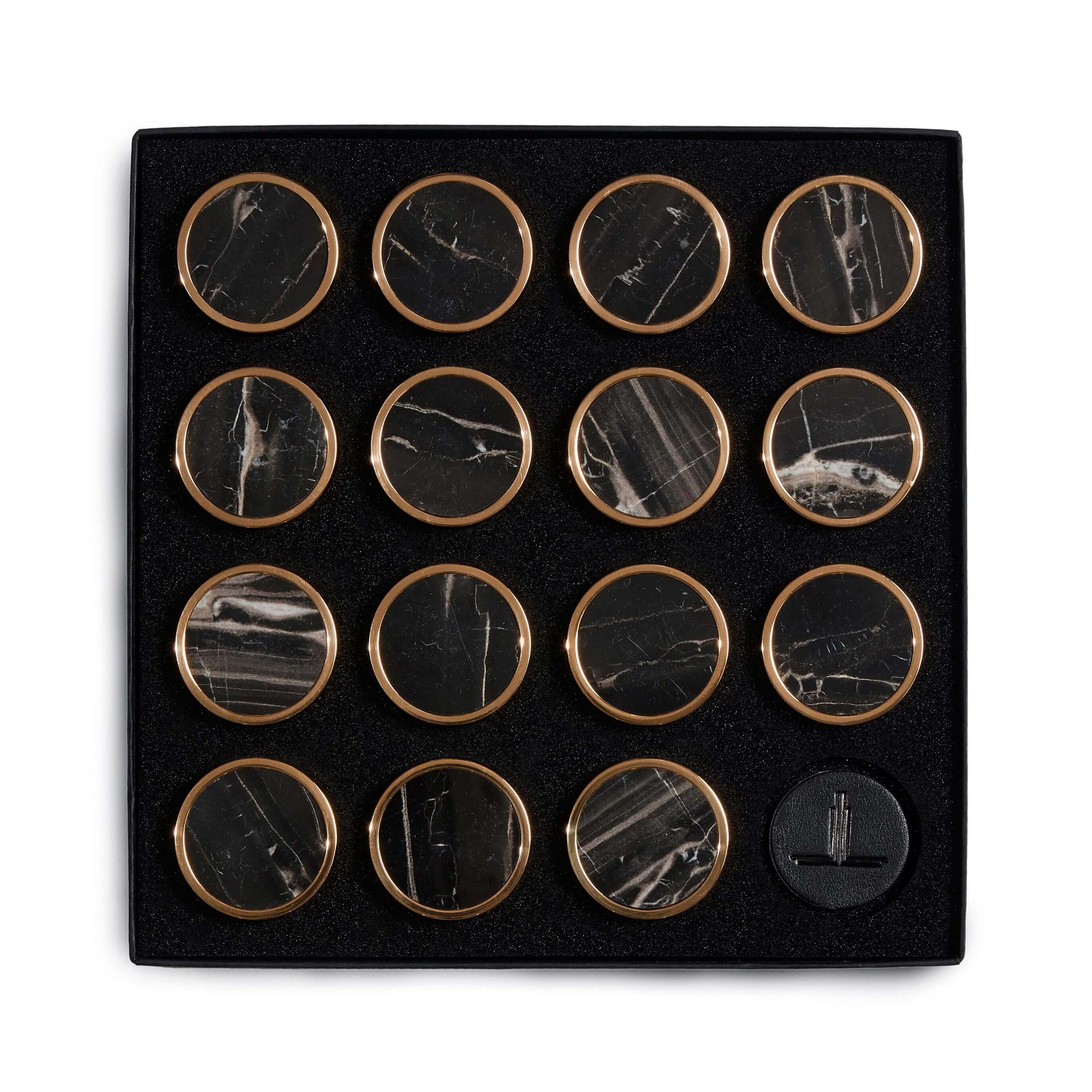 Black Veined Marble Semi Precious Playing Pieces Alexandra Llewellyn Overhead Crop