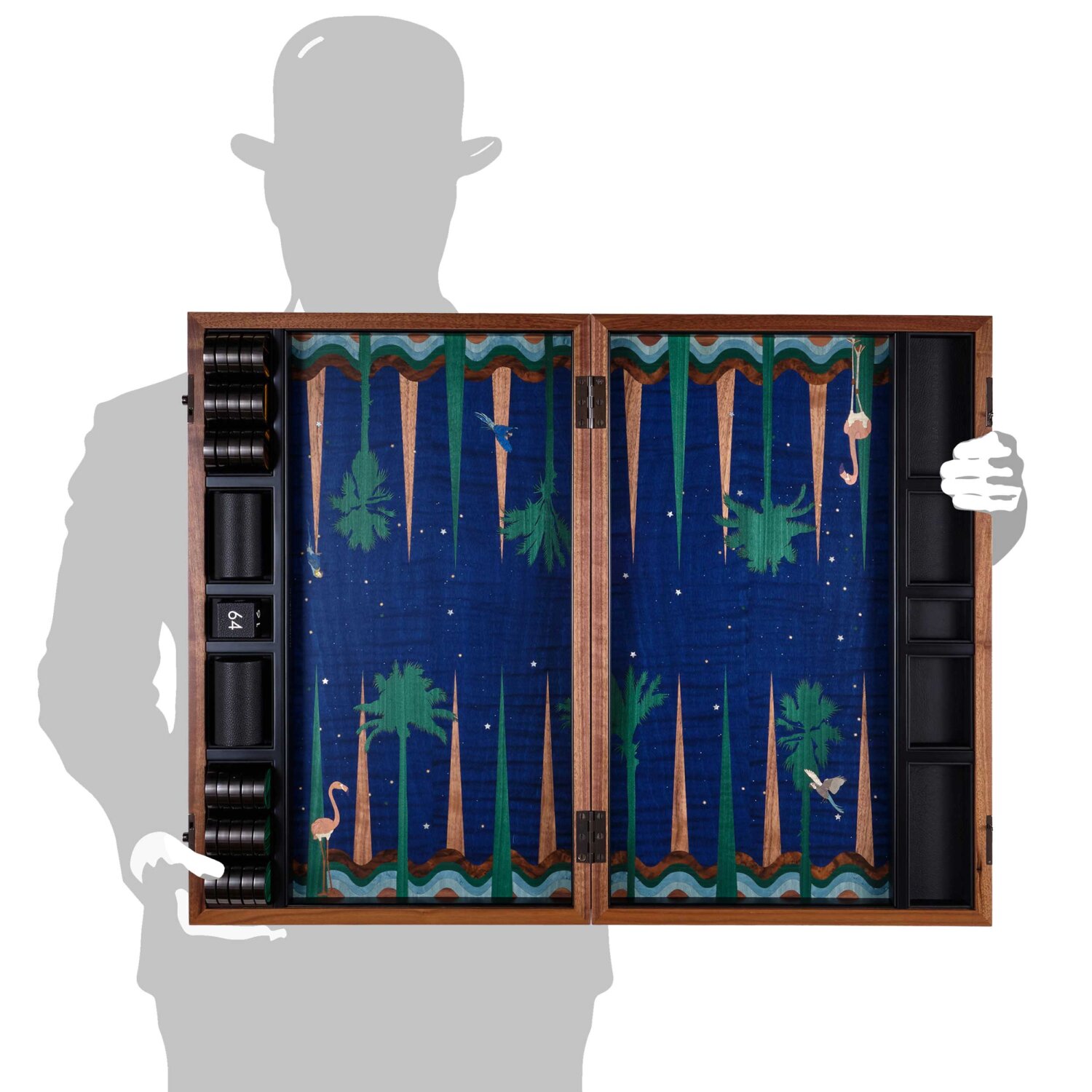 midnight marquetry backgammon set