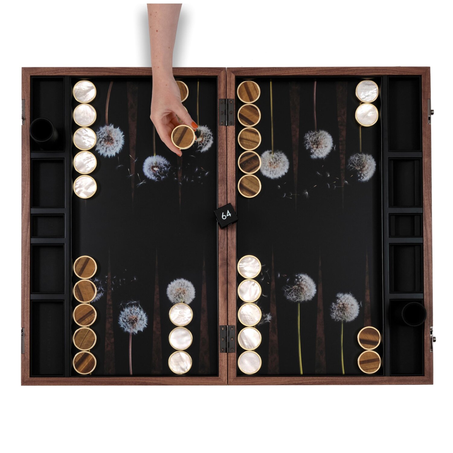 Alexandra Llewellyn Dandelion Backgammon Set Open