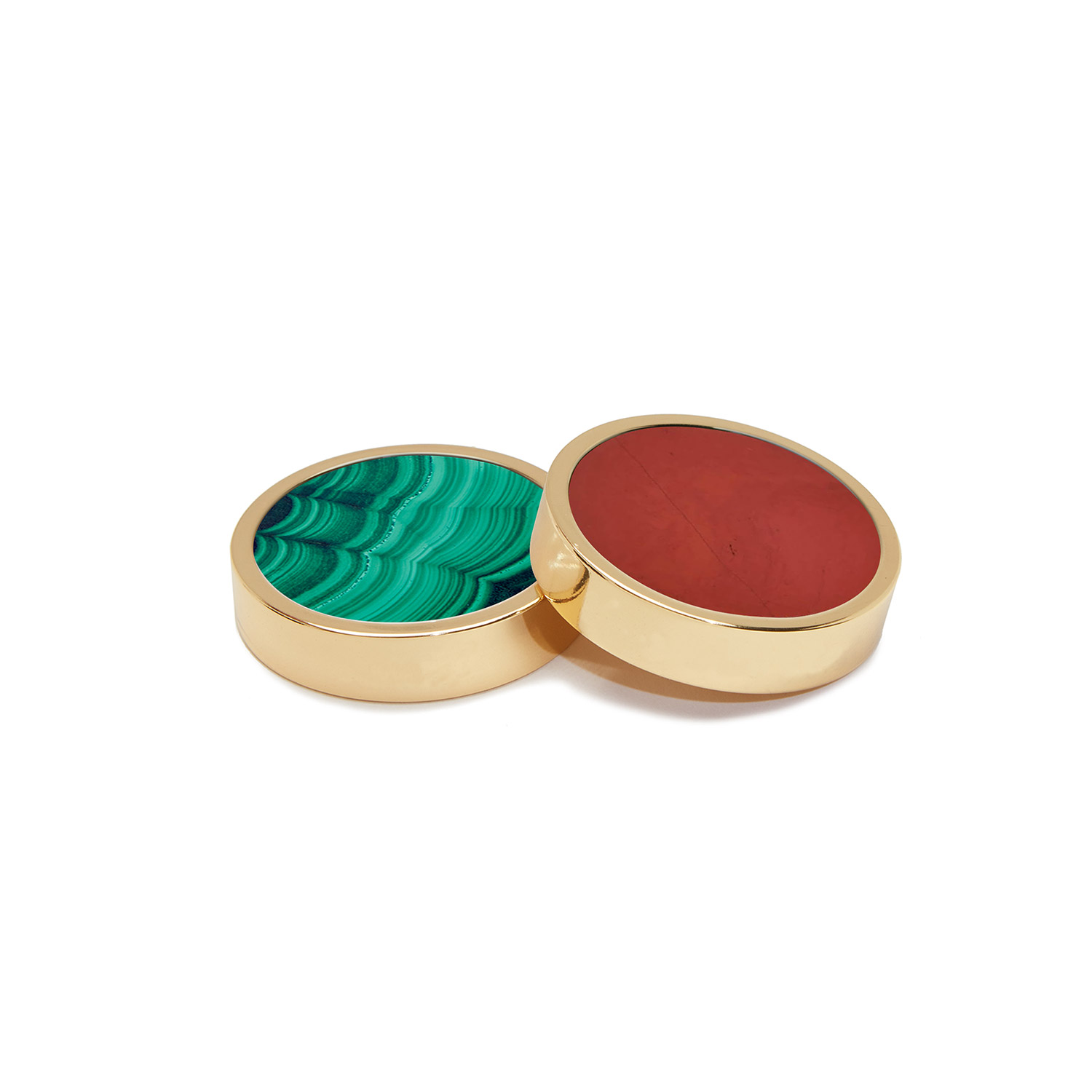 a malachite and a red jasper luxury backgammon playing piece by alexandra llewellyn