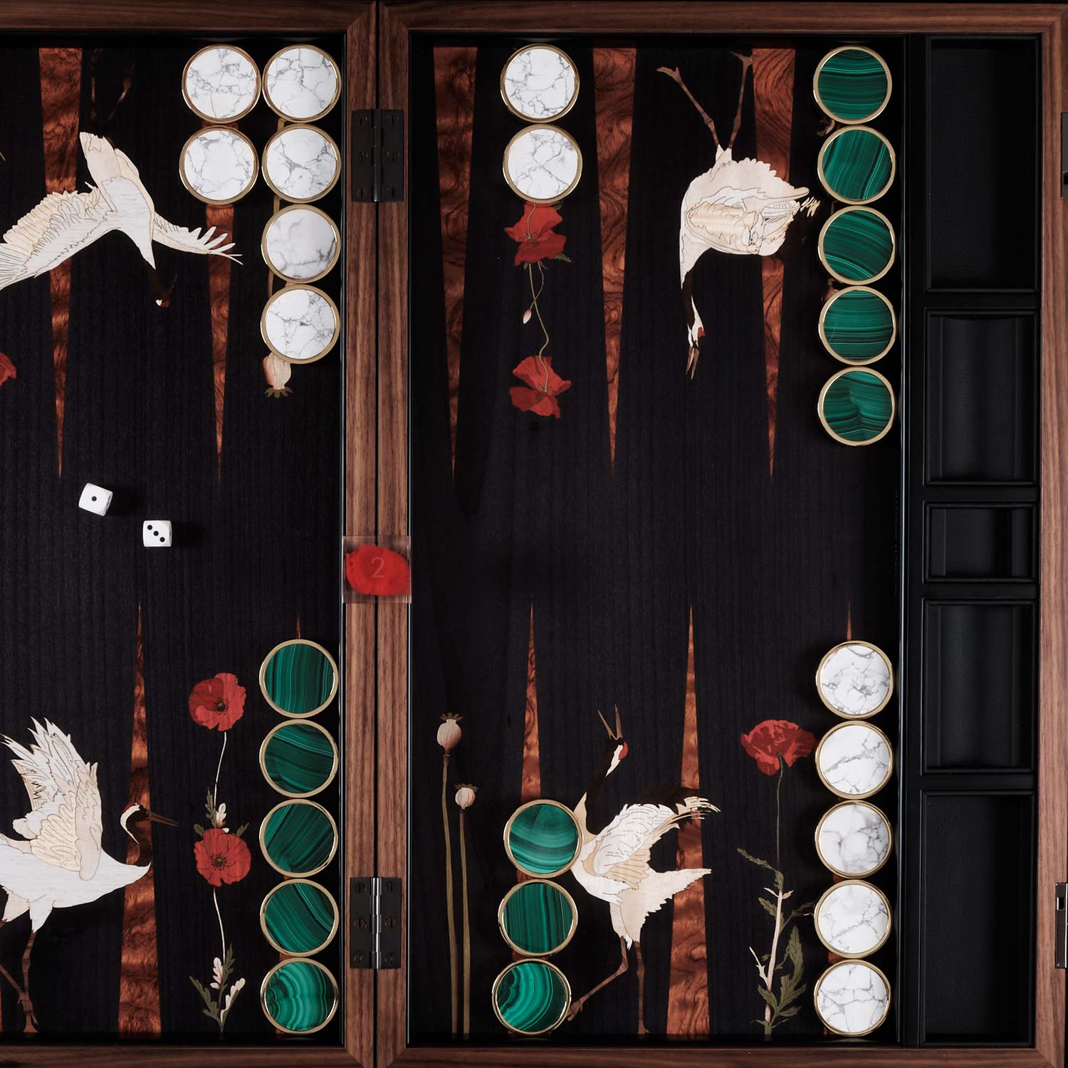 alexandra llewellyn poppies and crane backgammon set