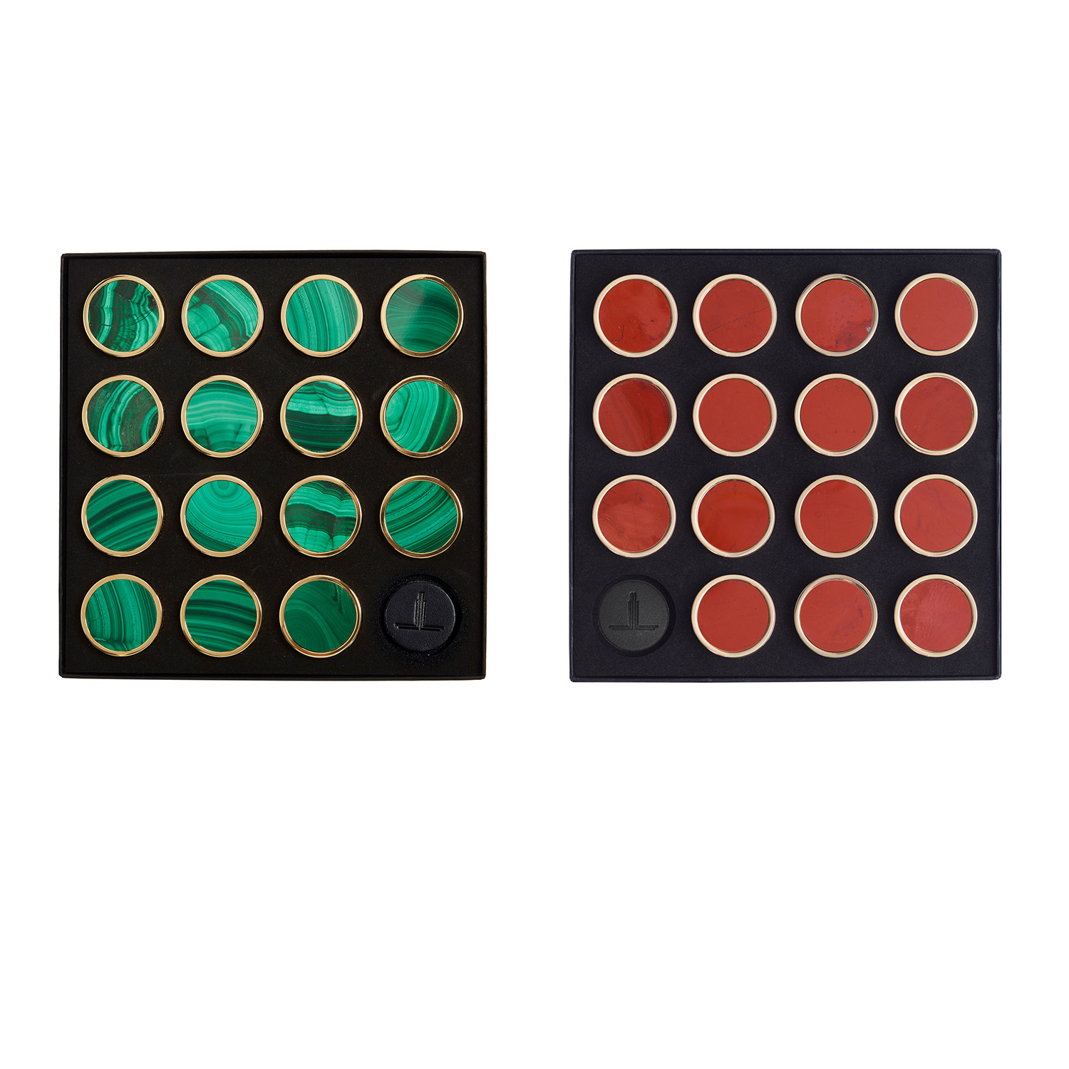 malachite and red jasper luxury backgammon playing pieces by alexandra llewellyn