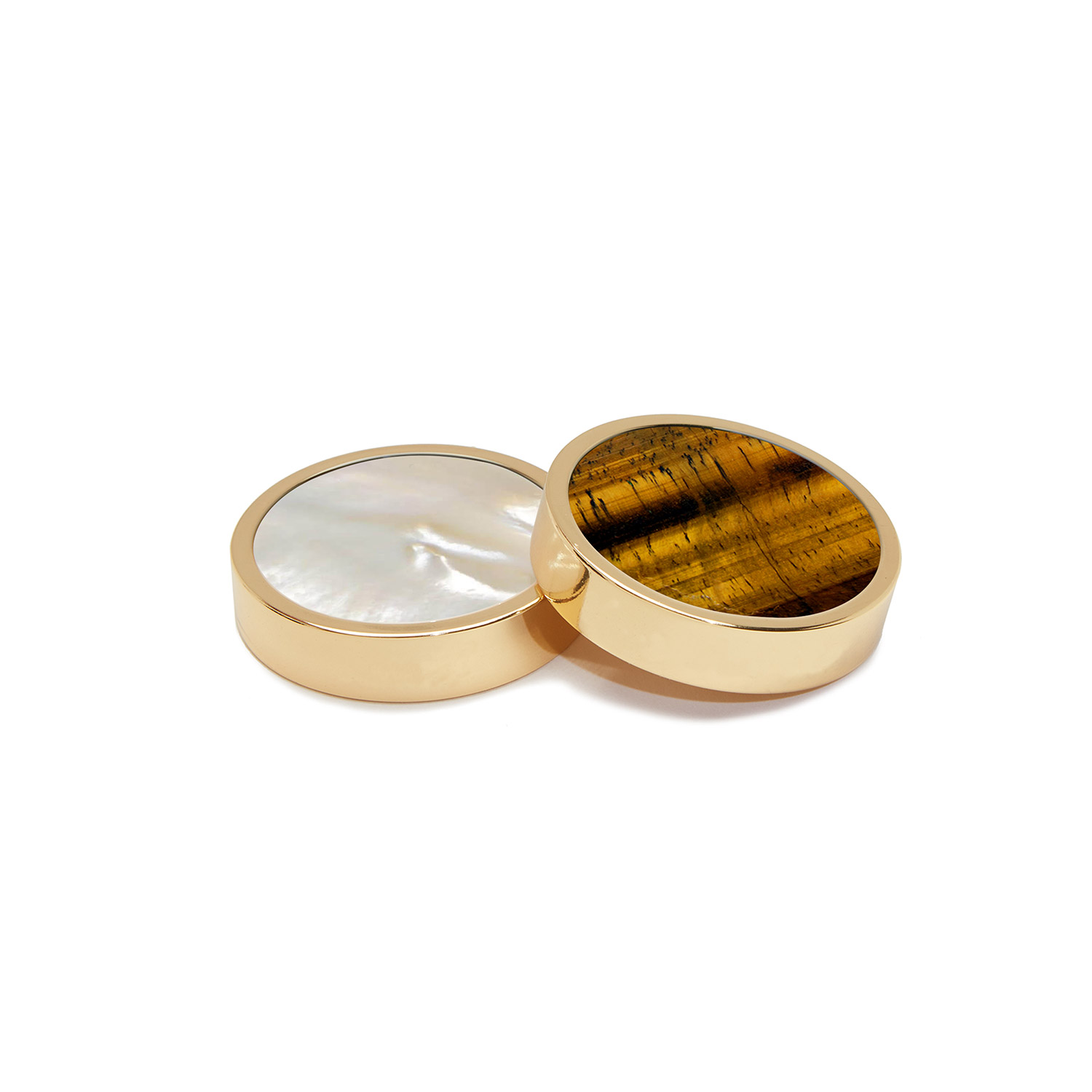 mother of pearl and tigers eye playing pieces by alexandra llewellyn