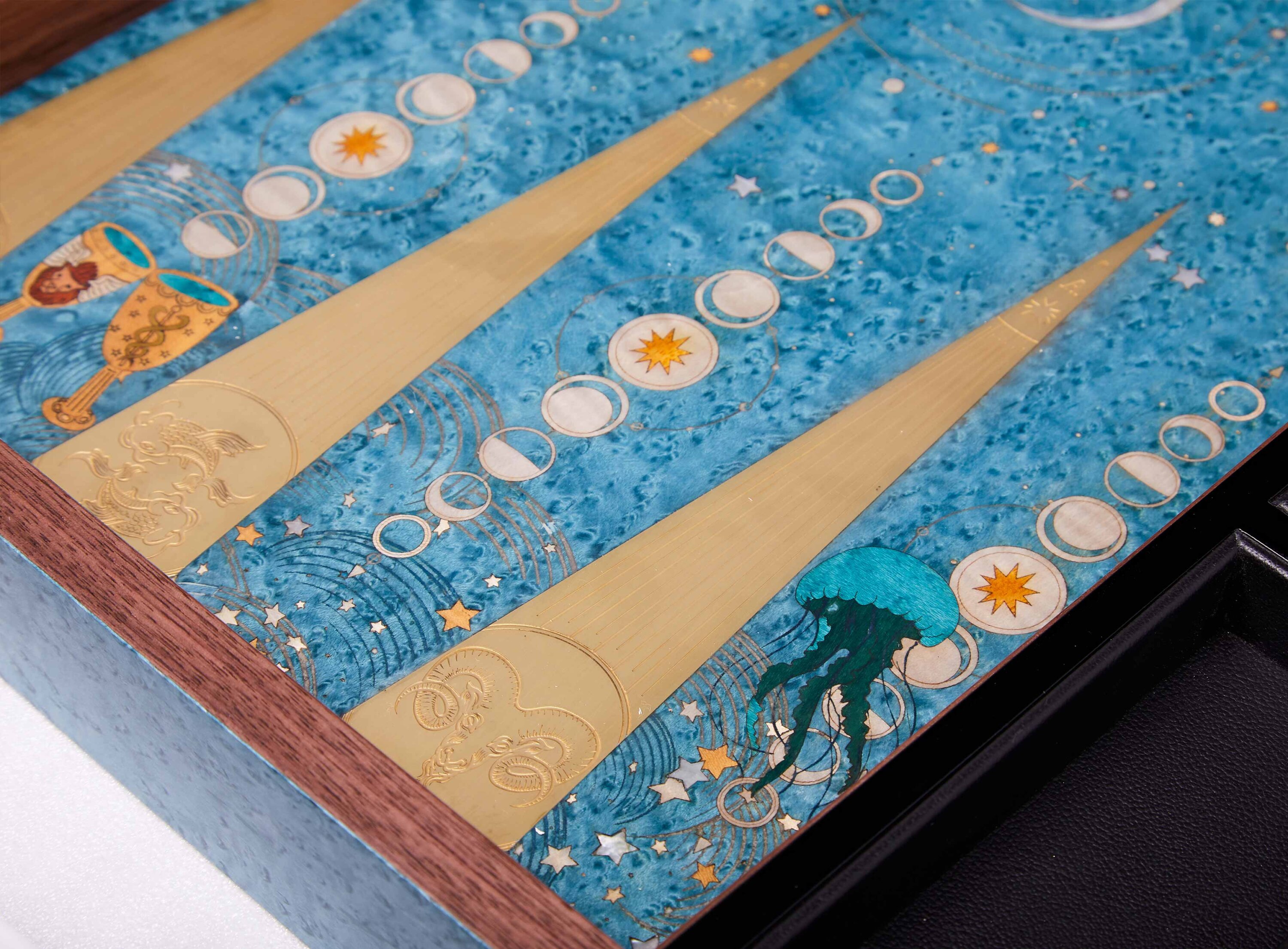 alexandra llewellyn bespoke zodiac backgammon board