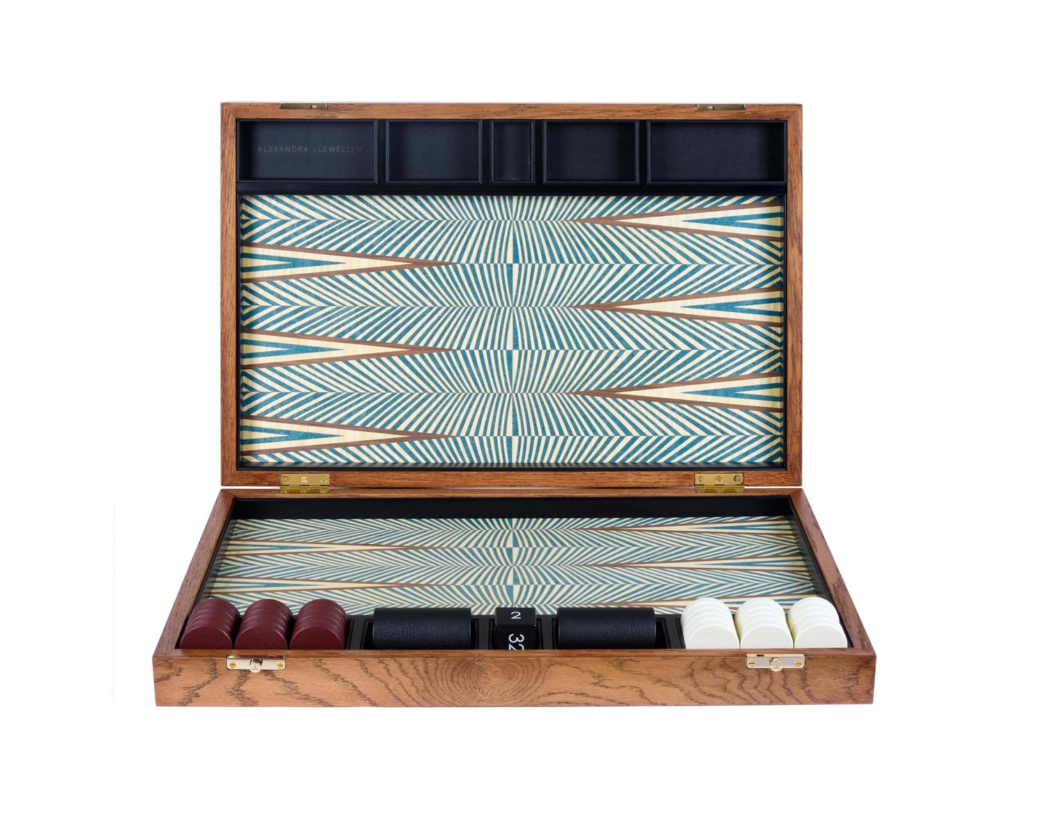 alexandra llewellyn geometric turquoise backgammon set